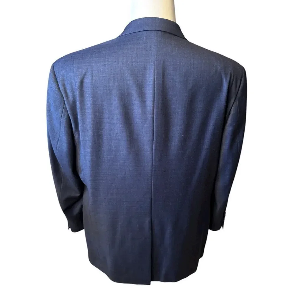 Ralph Lauren Men’s 43R Wool Navy Blue Muted Plaid Two Button Sport Coat Blazer